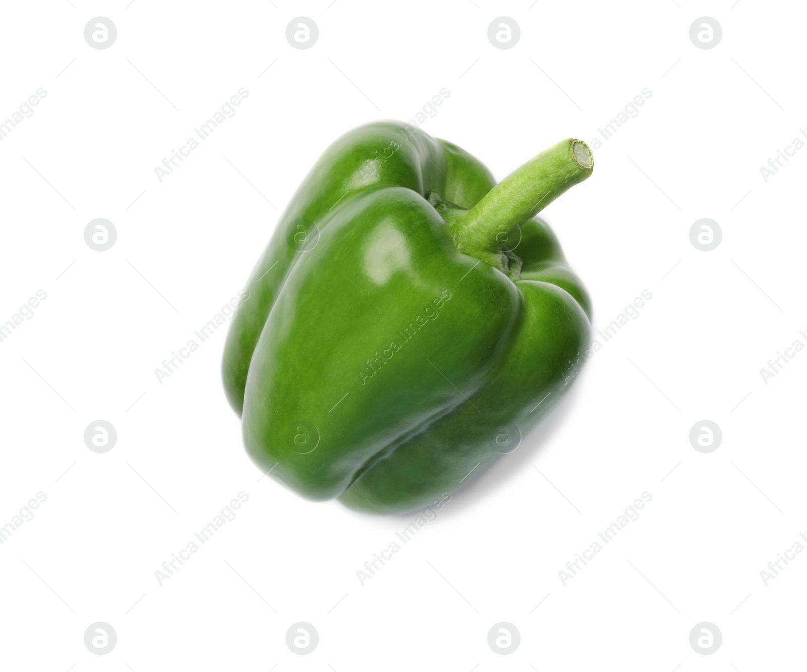 Photo of Ripe green bell pepper on white background