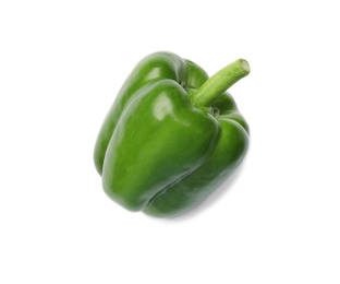 Ripe green bell pepper on white background