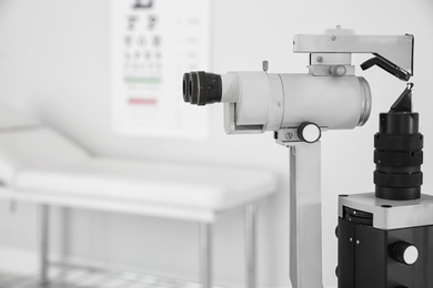 Ophthalmic slit lamp at children's doctor office