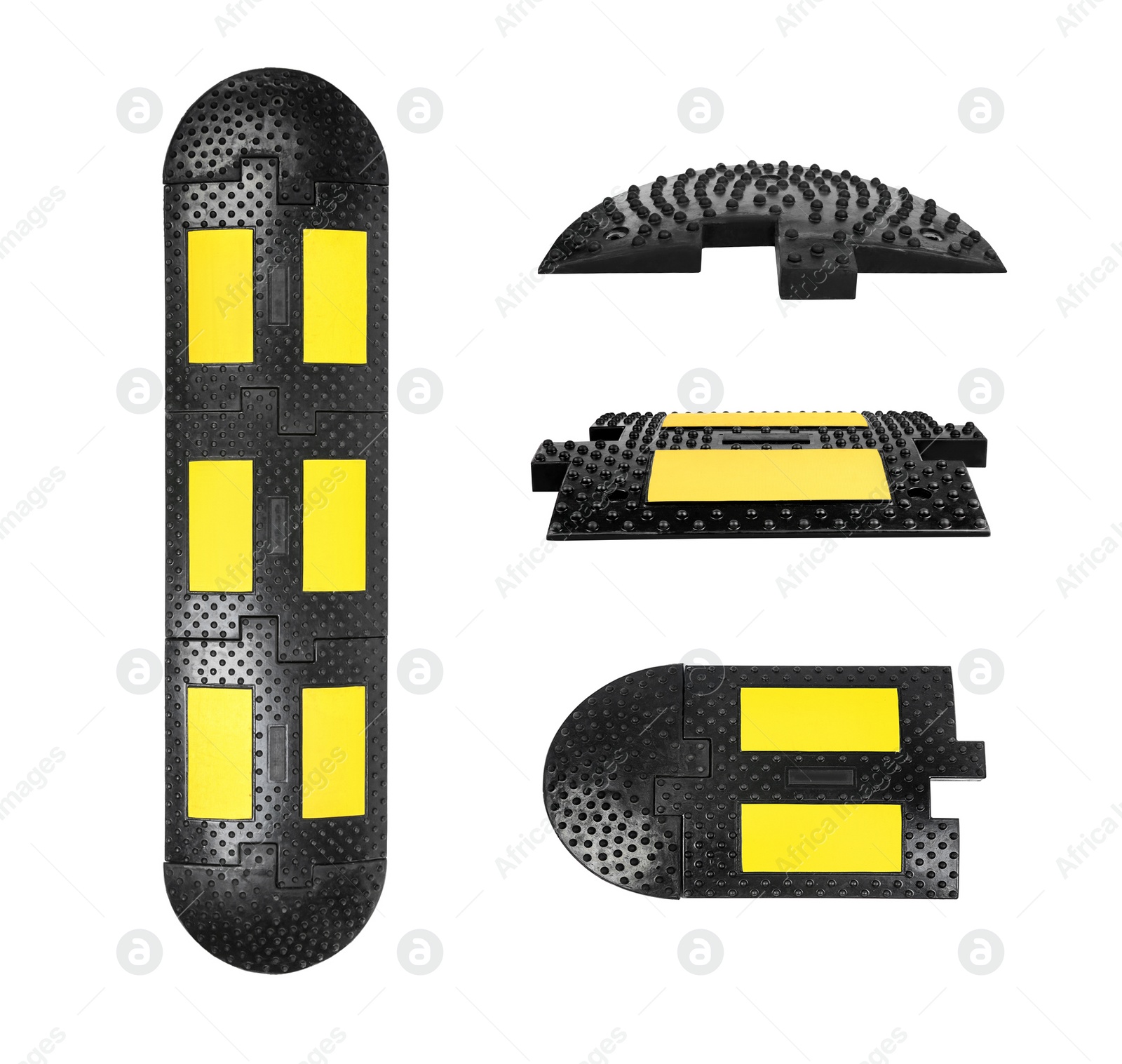 Image of Set with speed bumps on white background 