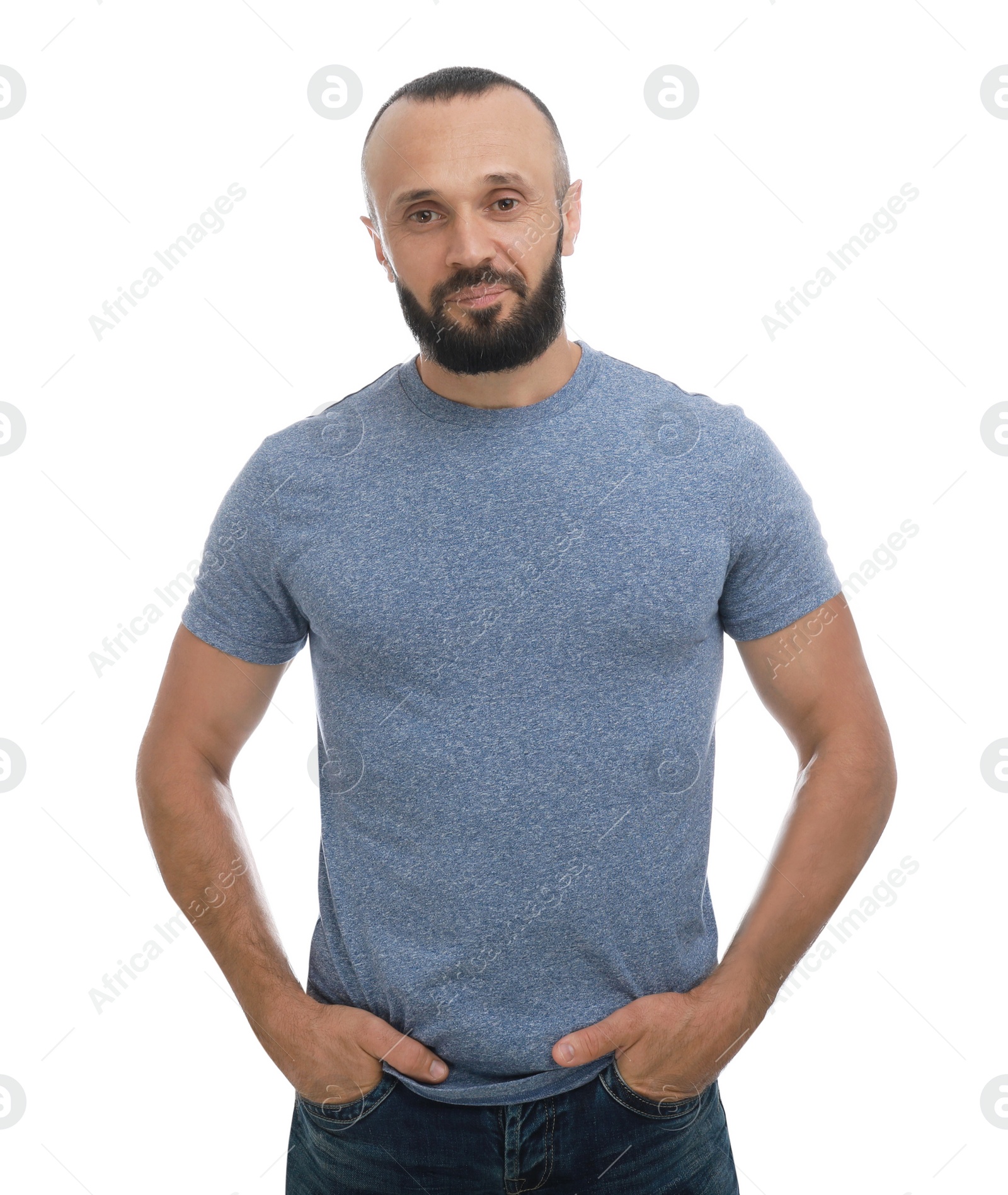 Photo of Portrait of handsome man on white background