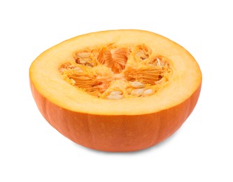 Half of fresh ripe pumpkin isolated on white