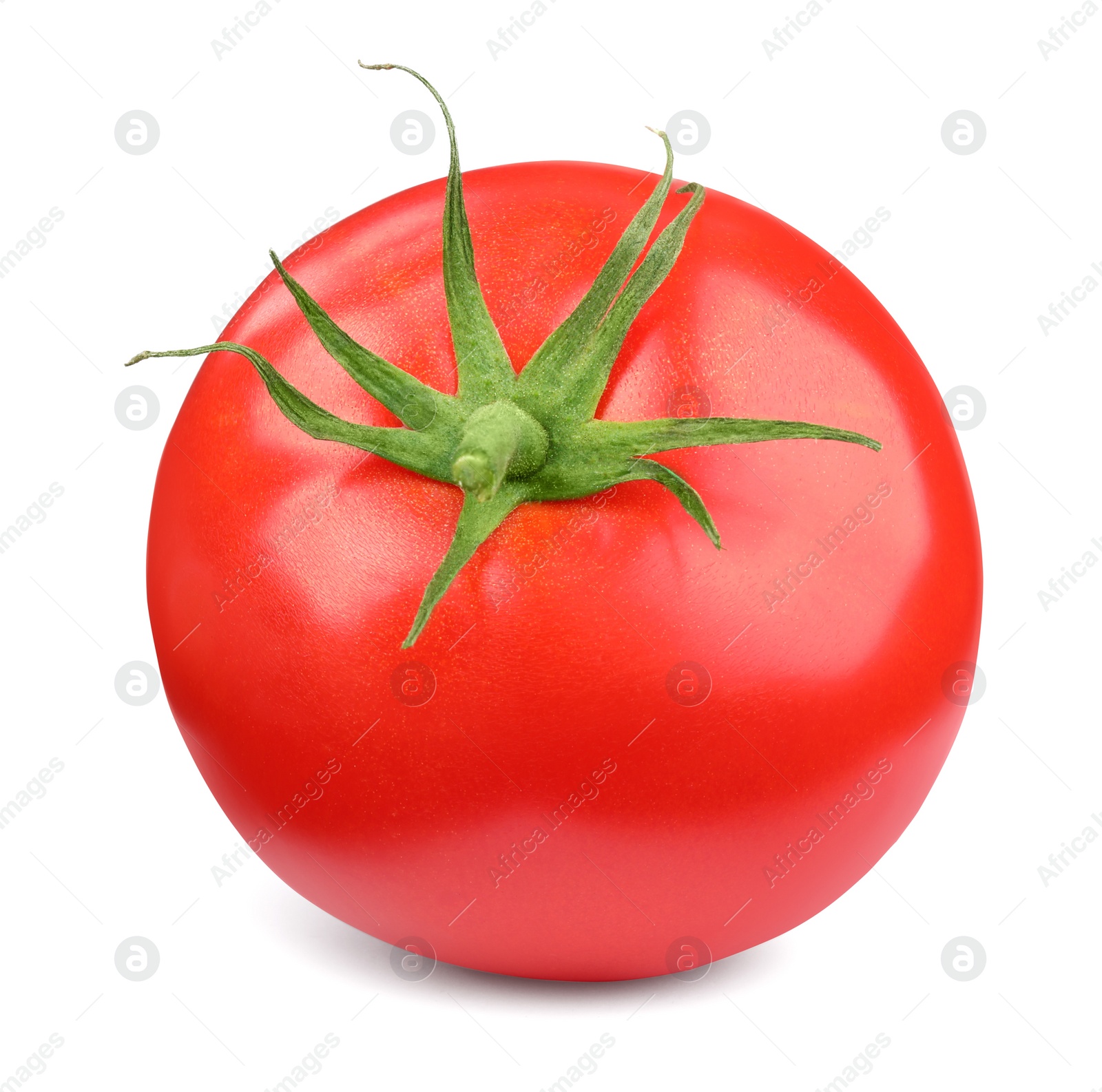 Photo of One red ripe tomato isolated on white