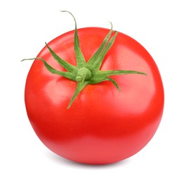 Photo of One red ripe tomato isolated on white