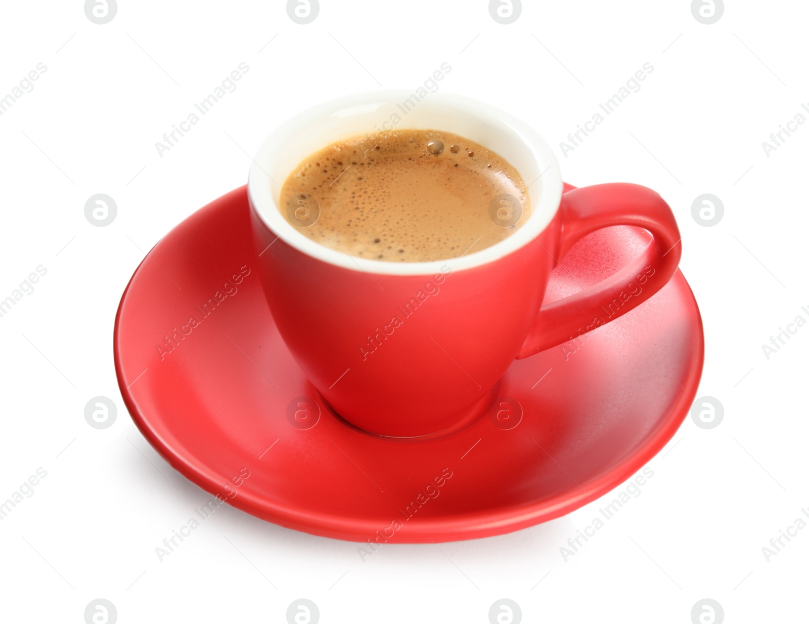 Photo of Cup of tasty coffee isolated on white