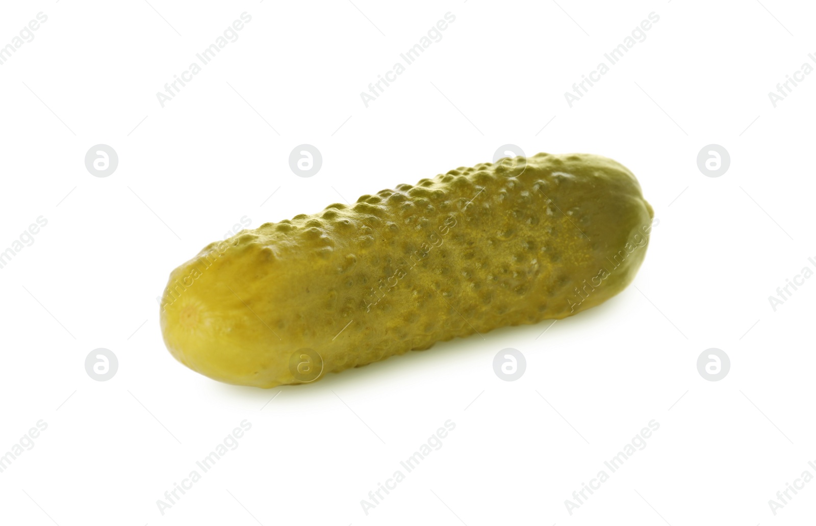 Photo of Tasty crunchy pickled cucumber isolated on white