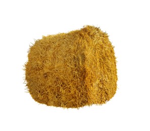 Image of Big dried straw bale isolated on white