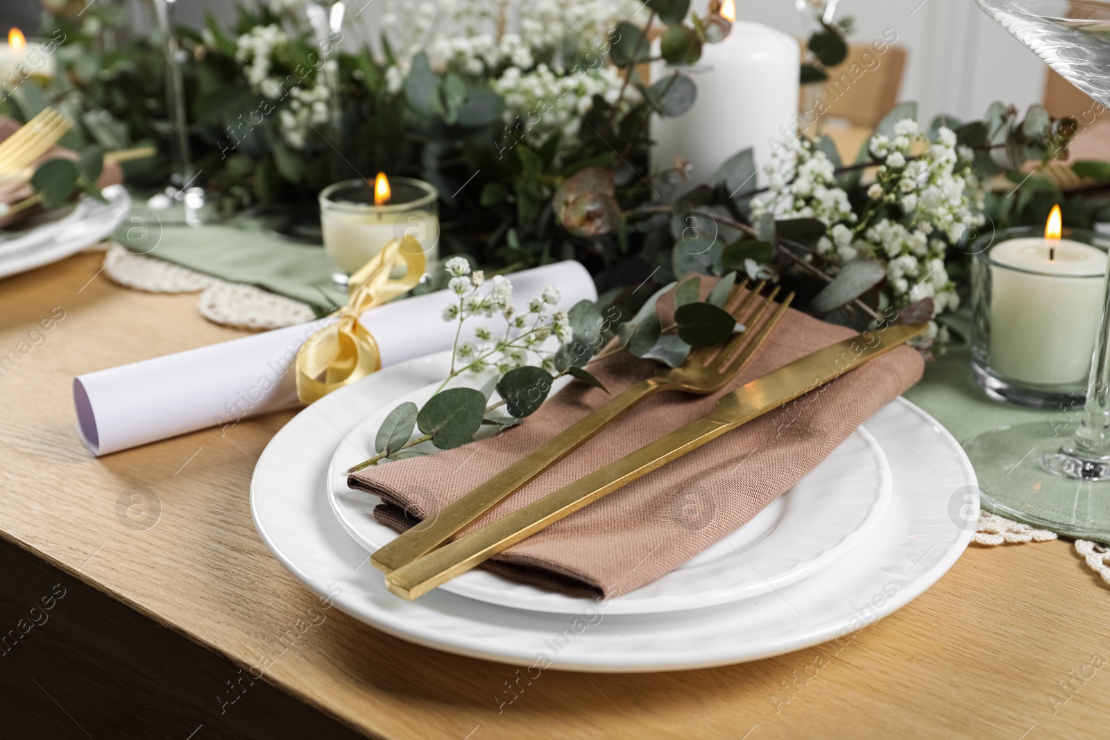 Photo of Stylish elegant table setting for festive dinner