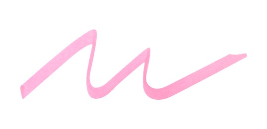 Wavy line drawn with pink marker on white background, top view