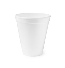 Photo of One clean styrofoam cup isolated on white