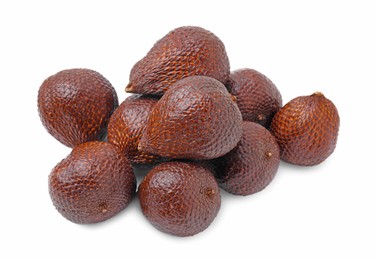 Many delicious salak fruits isolated on white