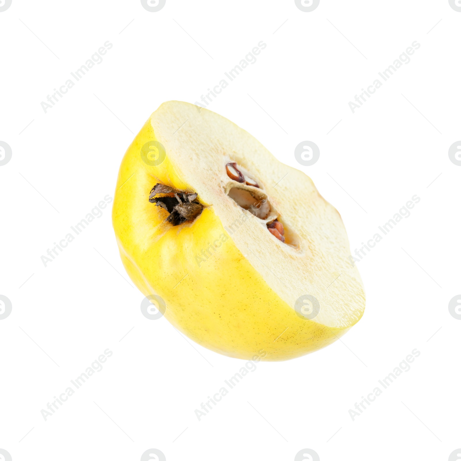 Photo of Half of fresh ripe quince isolated on white