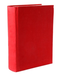 Photo of Book with blank red cover on white background