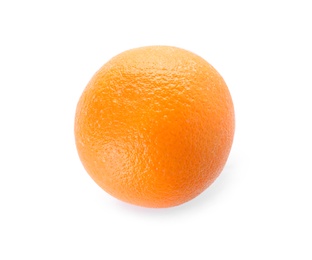 Photo of Fresh orange on white background, top view. Healthy fruit