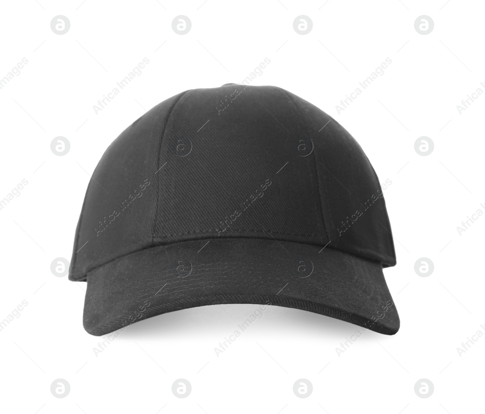 Photo of Stylish black baseball cap isolated on white