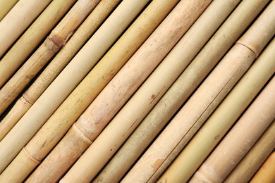 Photo of Dry bamboo sticks as background, top view