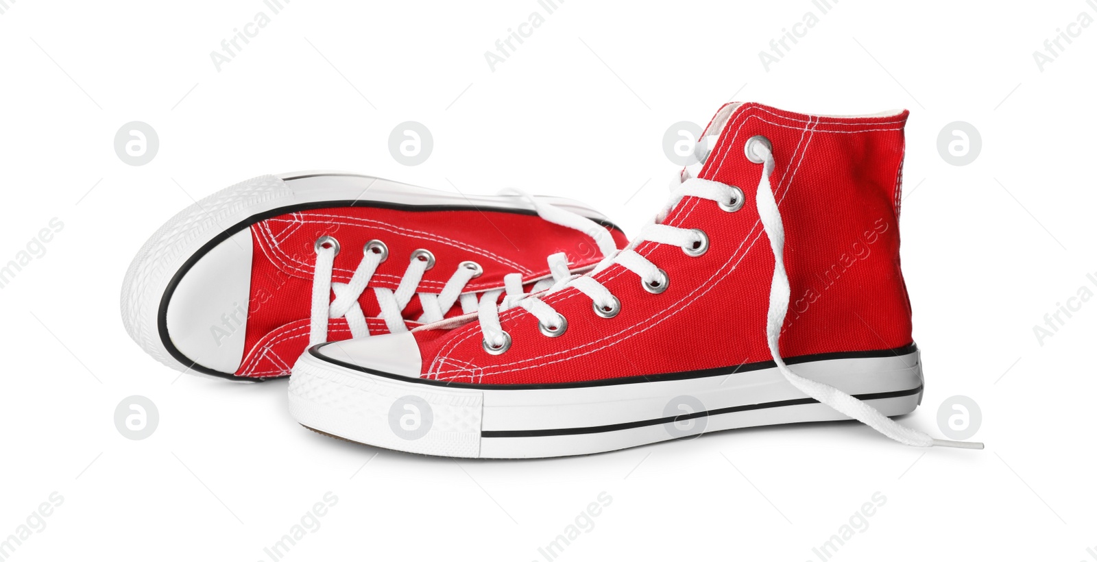 Photo of Pair of trendy sneakers isolated on white