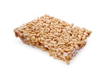 Photo of Puffed rice bar (kozinaki) on white background