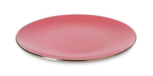 Photo of One beautiful red plate isolated on white