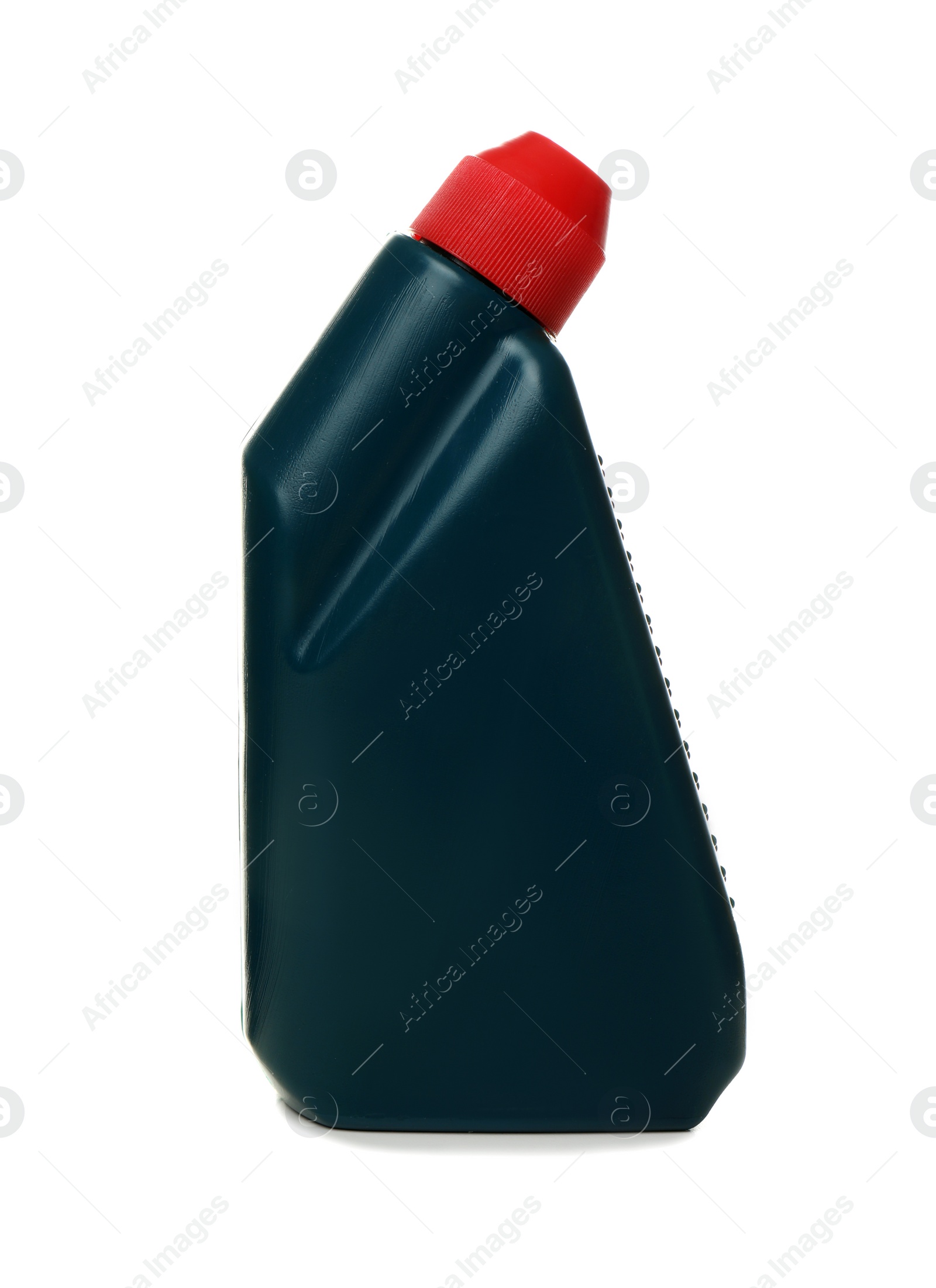 Photo of Bottle with detergent on white background. Cleaning supplies