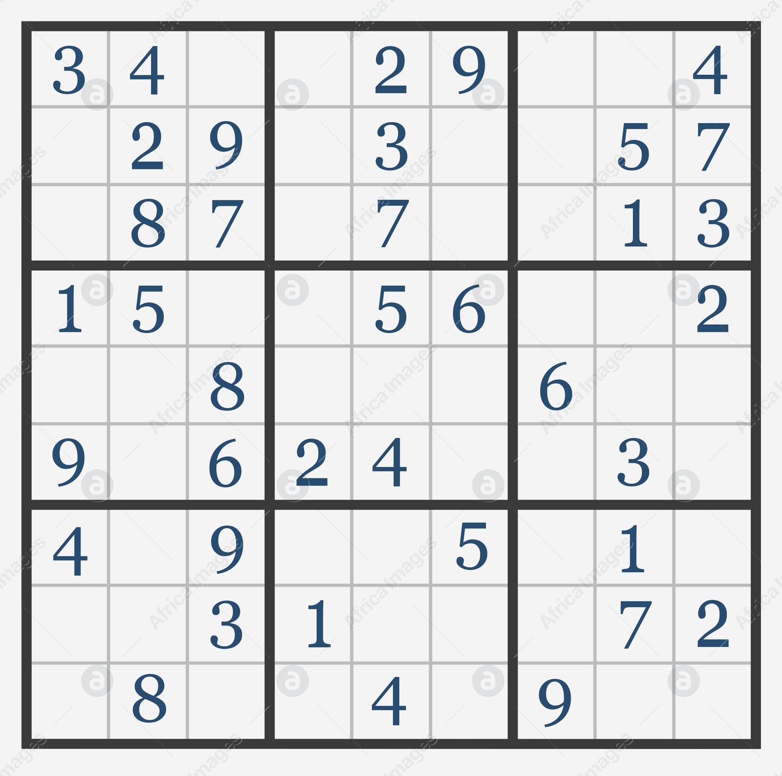 Illustration of Classic Sudoku. Grids with numbers on white background, illustration