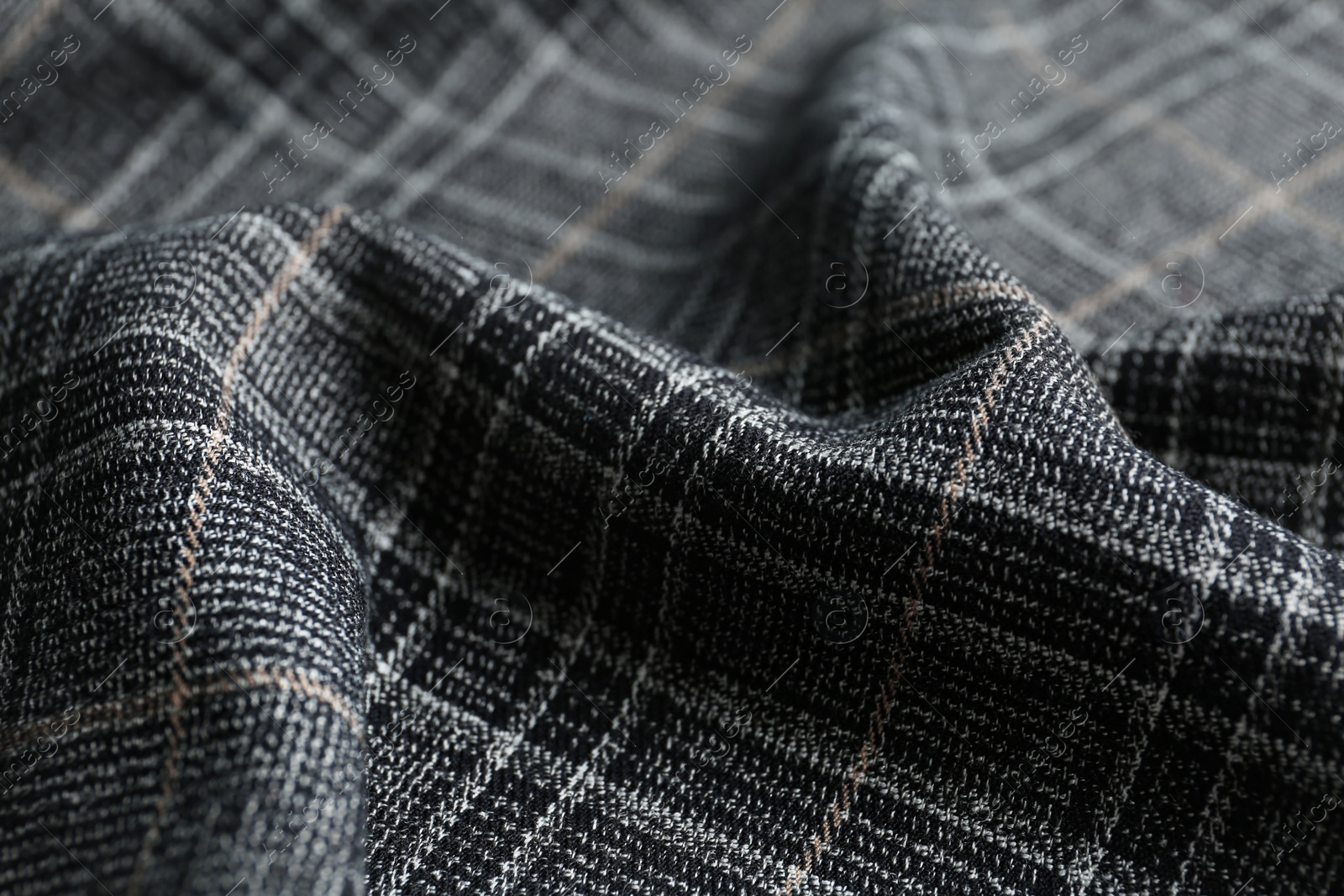 Photo of Texture of beautiful checkered fabric as background, closeup