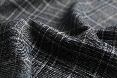 Texture of beautiful checkered fabric as background, closeup