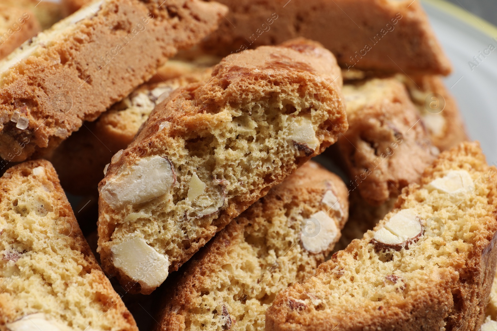 Photo of Traditional Italian almond biscuits (Cantucci), closeup view