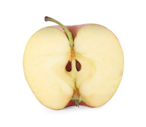 Photo of Half of juicy apple on white background