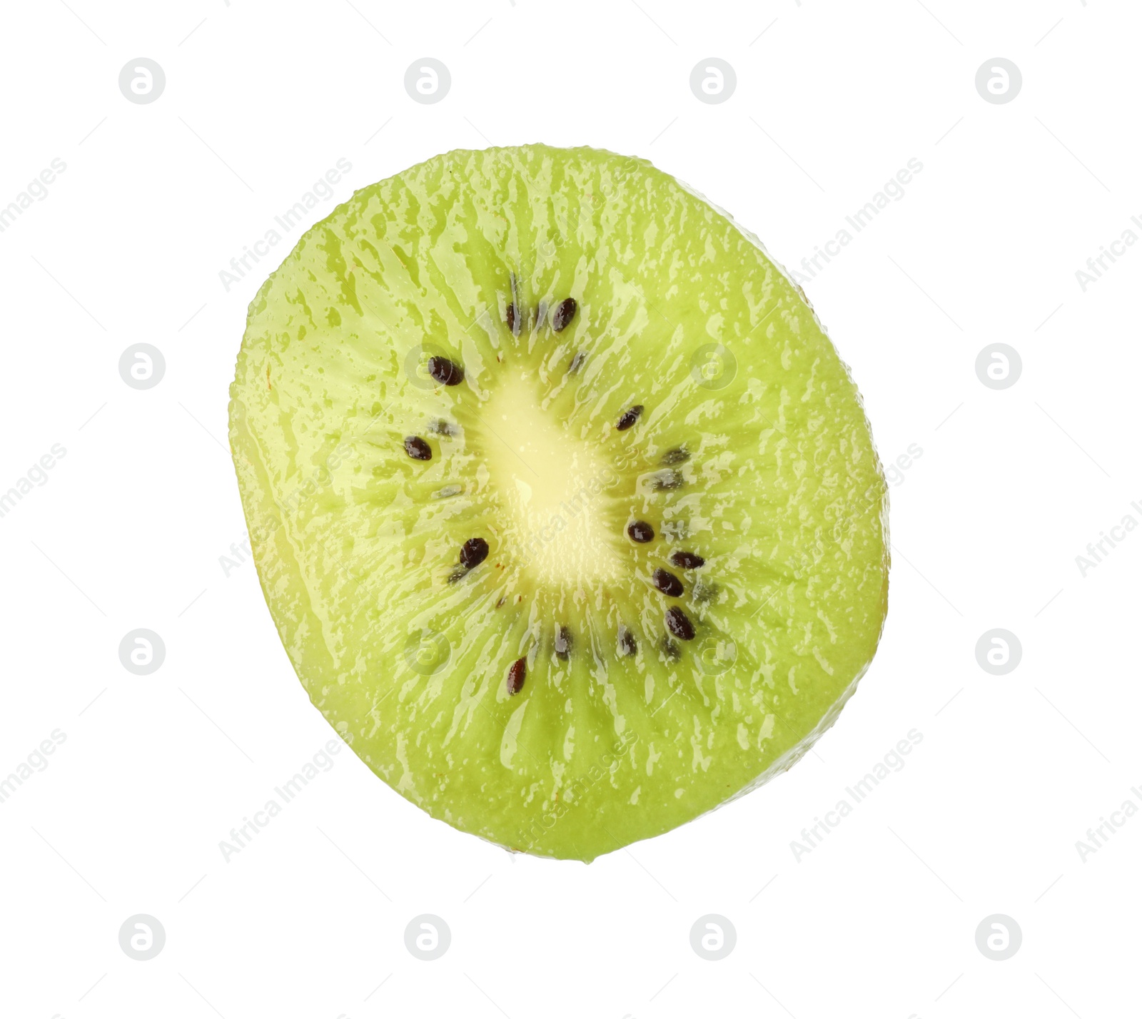 Photo of Cut fresh juicy kiwi on white background