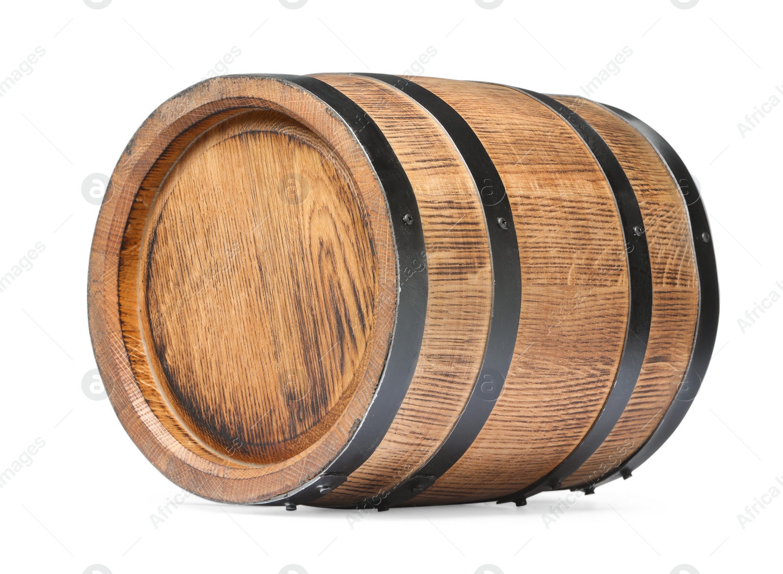 Photo of One traditional wooden barrel isolated on white