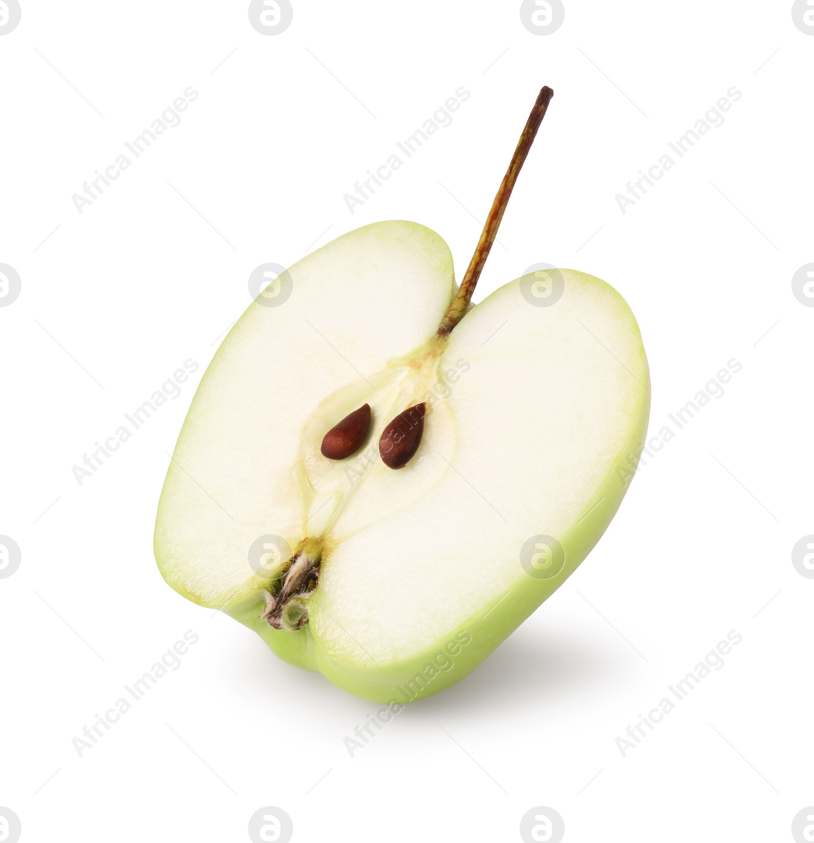 Photo of Half of ripe green apple isolated on white