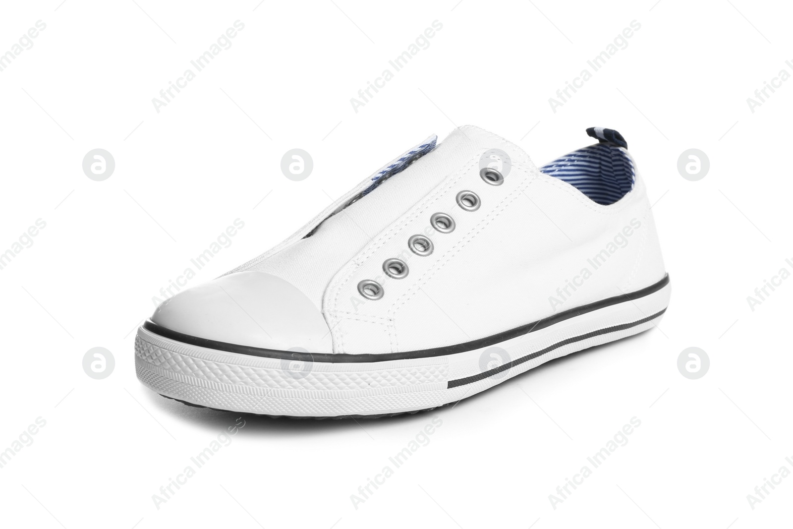 Photo of Stylish sneaker on white background. Trendy footwear