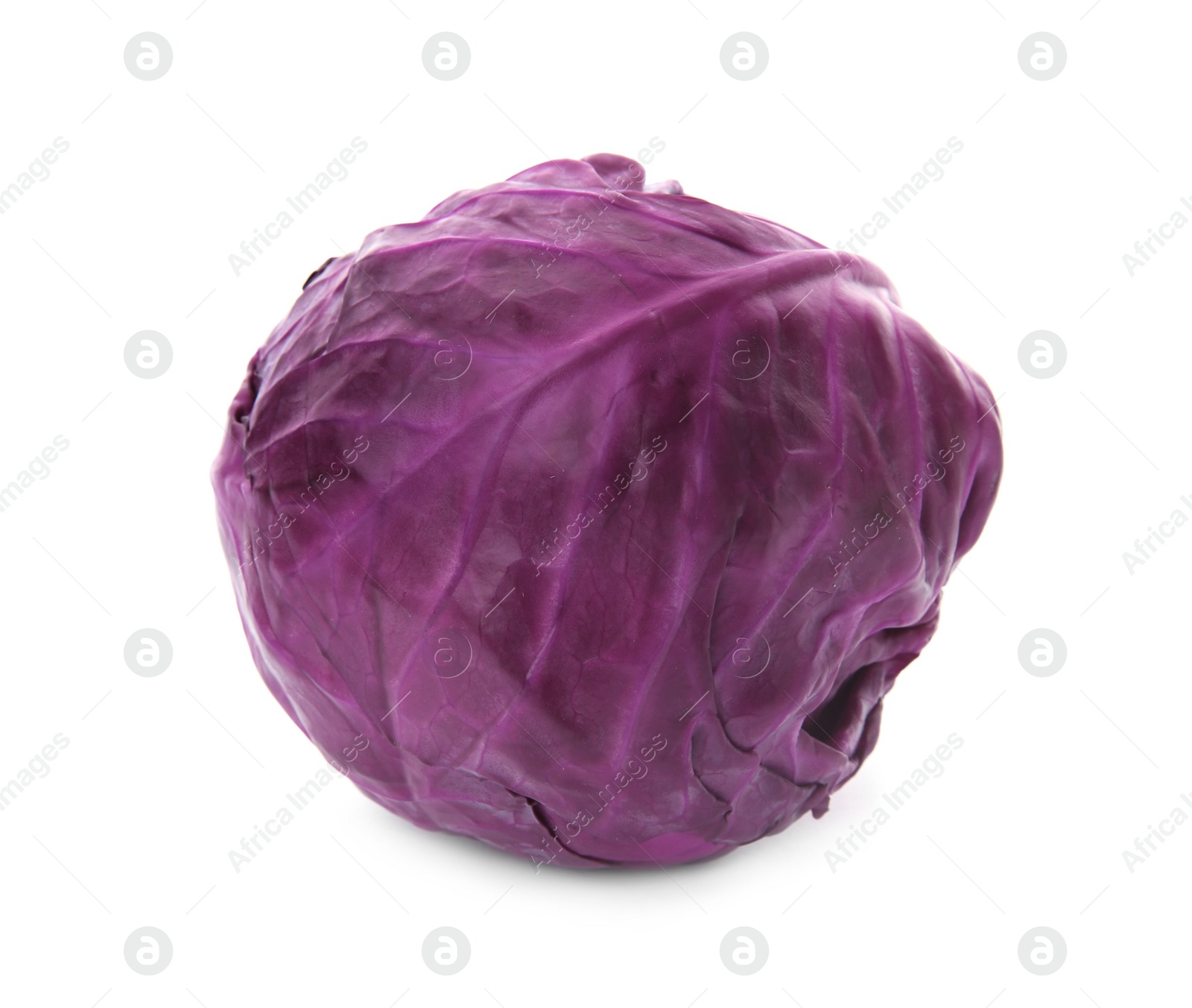 Photo of Whole ripe red cabbage on white background