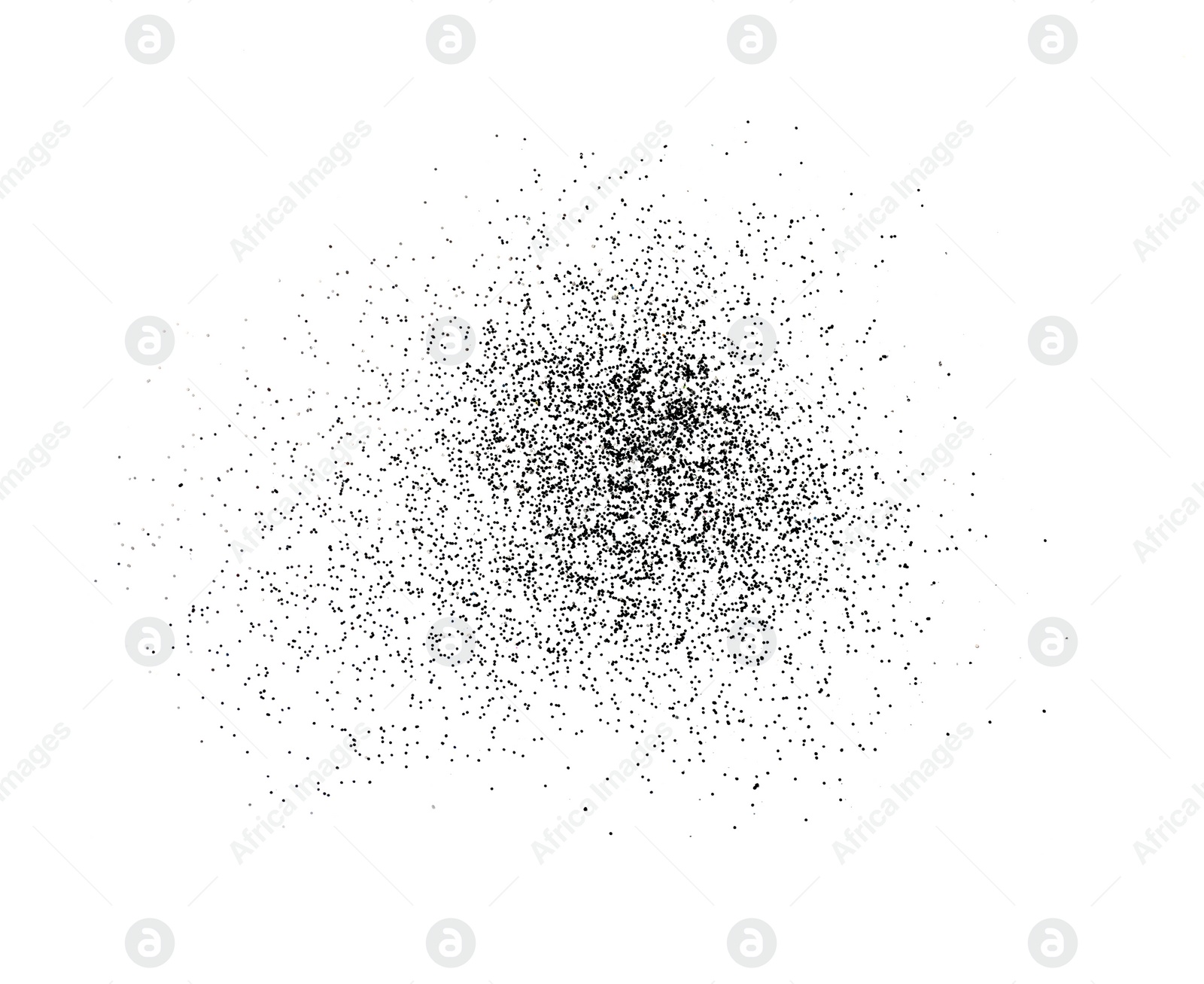 Photo of Shiny black glitter on white background, top view