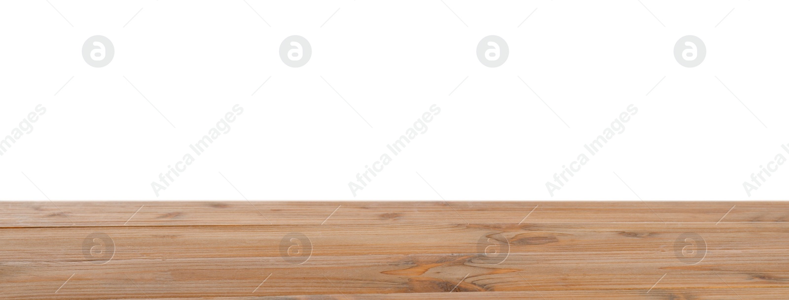 Photo of Empty wooden table on white background. Mockup for design