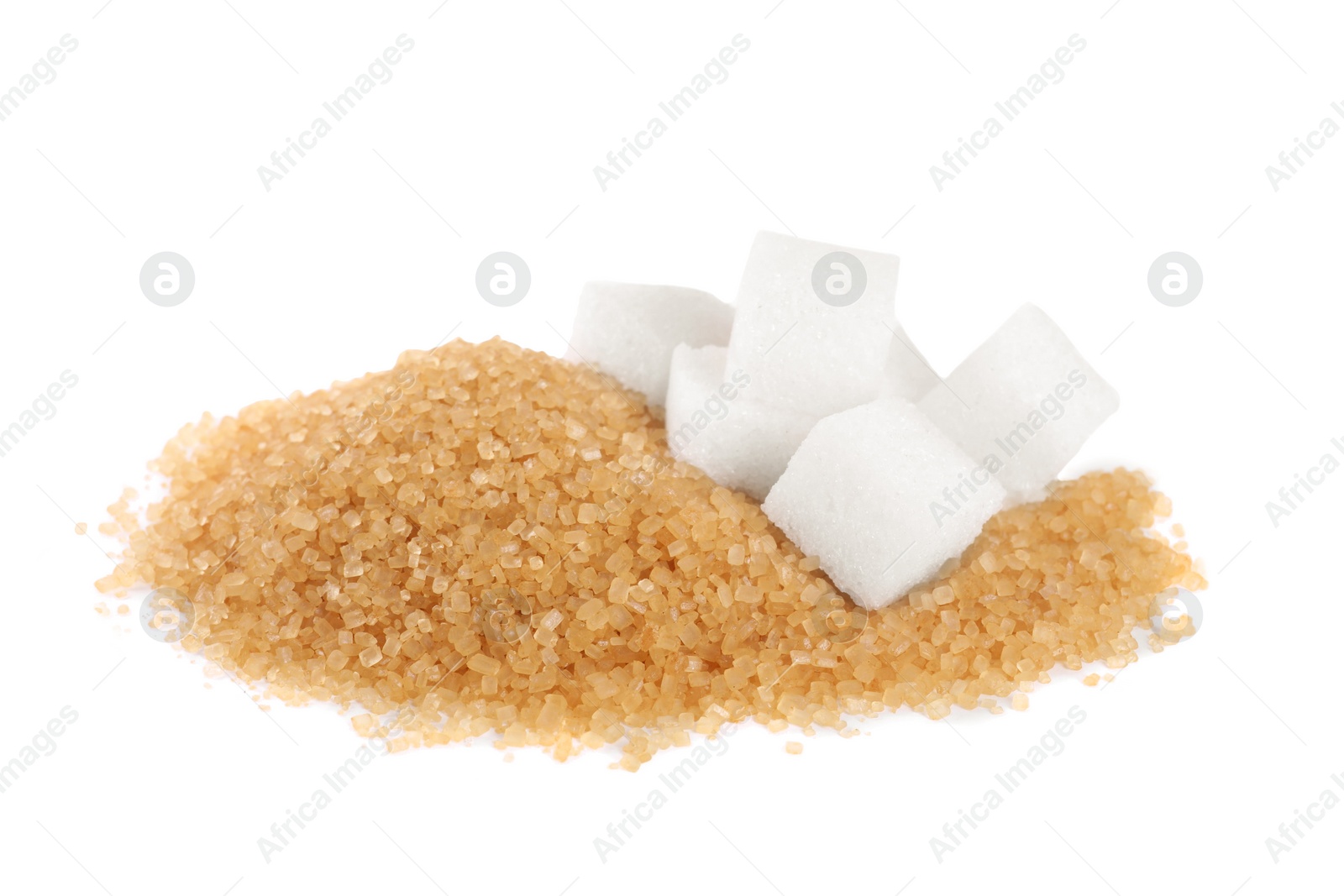 Photo of Different types of sugar isolated on white