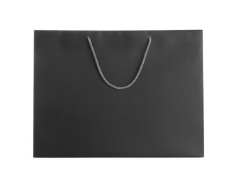 Black paper shopping bag isolated on white