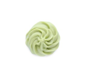 Photo of Swirl of wasabi paste isolated on white, top view