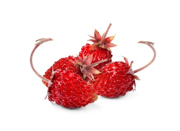 Image of Fresh ripe wild strawberries isolated on white