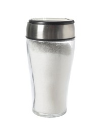 Photo of One shaker with salt isolated on white