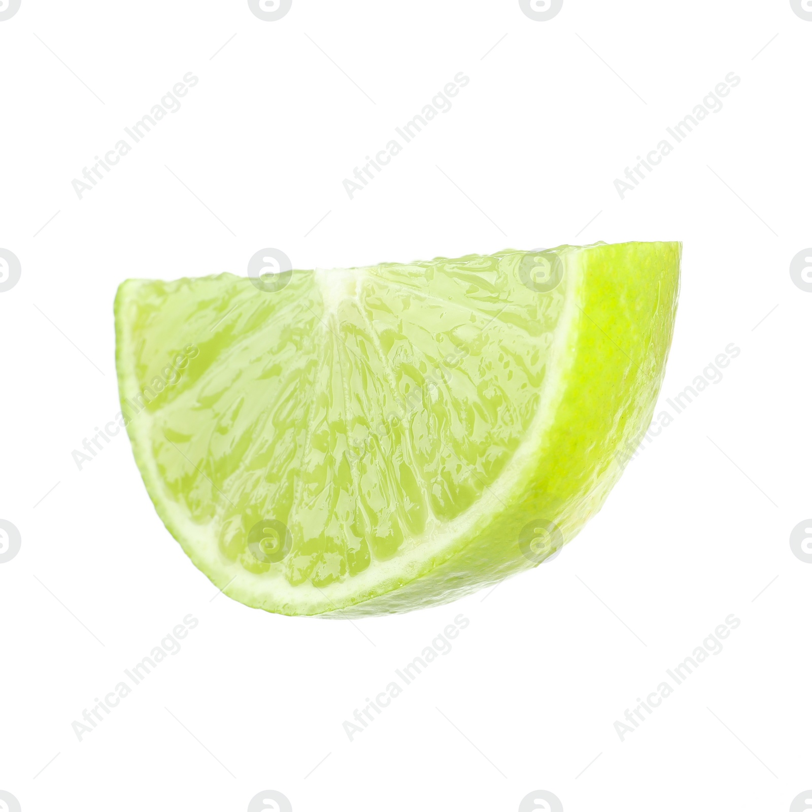 Photo of Piece of fresh green ripe lime isolated on white