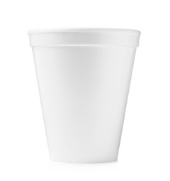 Photo of One clean styrofoam cup isolated on white