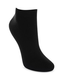 Photo of One clean black sock isolated on white