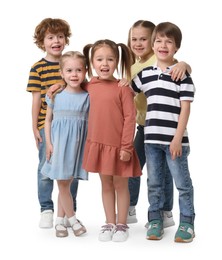 Photo of Full length portrait with group of cute children on white background