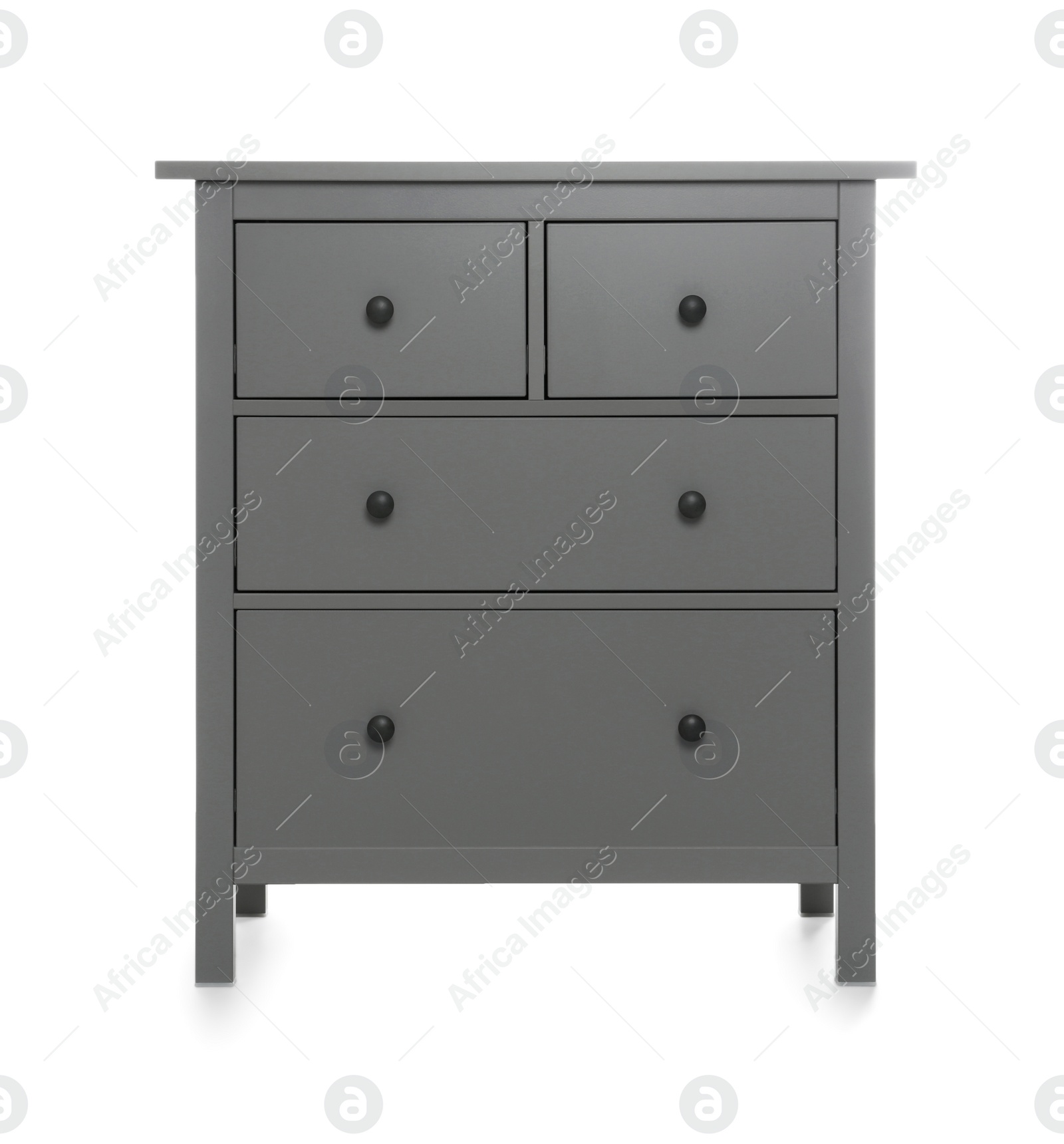 Photo of Grey chest of drawers isolated on white