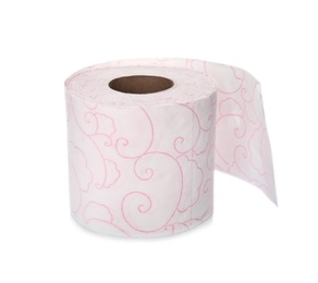 Photo of Color toilet paper roll on white background