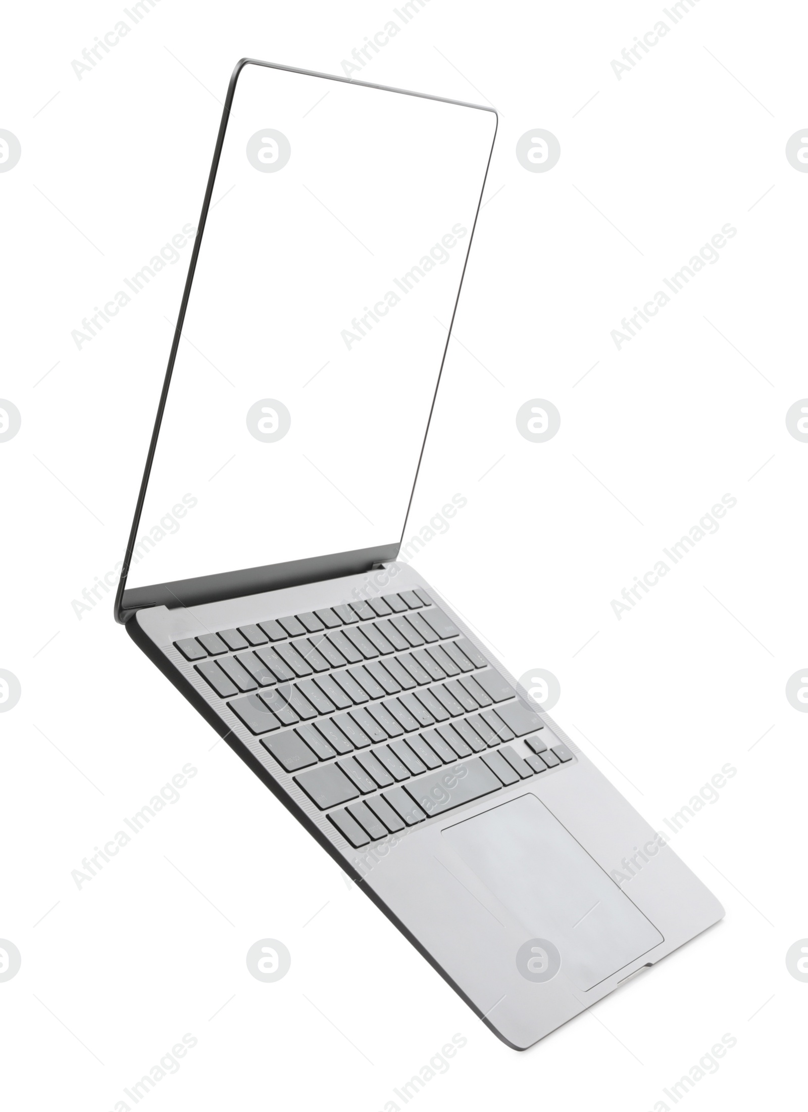 Photo of Laptop with blank screen isolated on white. Mockup for design