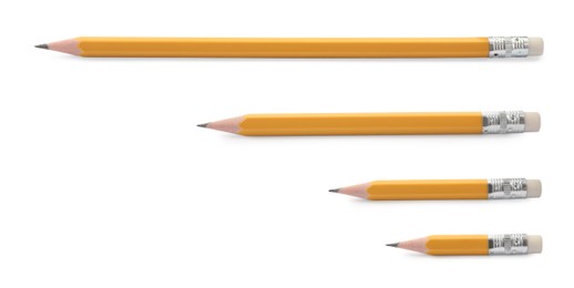 Image of Sharp graphite pencils isolated on white, set