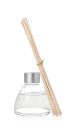 Photo of Aromatic reed freshener on white background